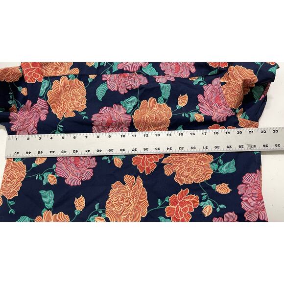 Chicos Blouse Size 12 Orange Pink Floral 100% Cotton Colorful Business Casual - Picture 7 of 9